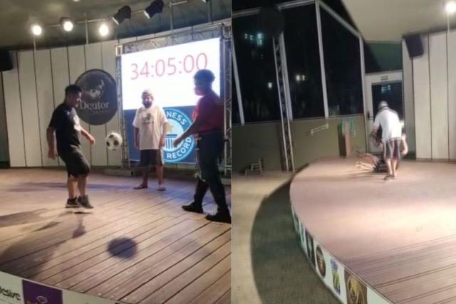 九游体育-34小时5分钟 巴西男子第33次打破世界颠球纪录！